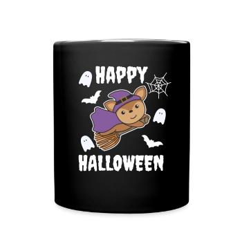 Reh Happy Halloween Hexe Kinder Hexen Kostüm - Tasse einfarbig - Schwarz - Vorne