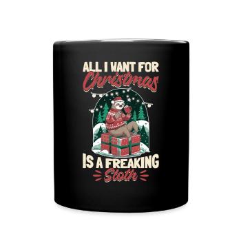 Sloth Christmas Animal All I Want - Tasse einfarbig - Schwarz - Vorne