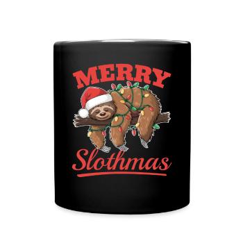 Sloth Christmas Animal Merry Slothmas - Full Colour Mug - black - Front