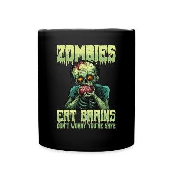 Zombie Halloween Zombies Eat Brains - Full Colour Mug - black - Front