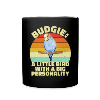 Budgie Gift - Tasse einfarbig - Schwarz - Vorne