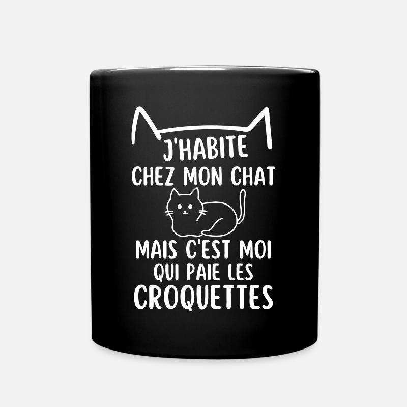 J habite chez mon chat mignon chat chaton doux - Mug uni - noir