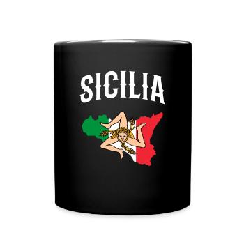 Sicilia Italia, sicilian - Tasse einfarbig - Schwarz - Vorne