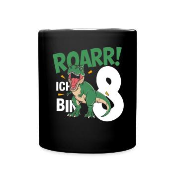 8th Birthday 8 Years Dino Dinosaur Fan - Full Colour Mug - black - Front