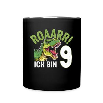 9. Geburtstag 9 Jahre Dino Dinosaurier Fan - Tasse einfarbig - Schwarz - Vorne