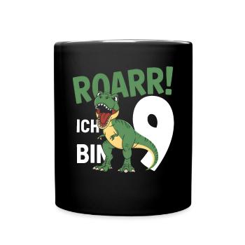 9th Birthday 9 Years Dino Dinosaur Fan - Full Colour Mug - black - Front