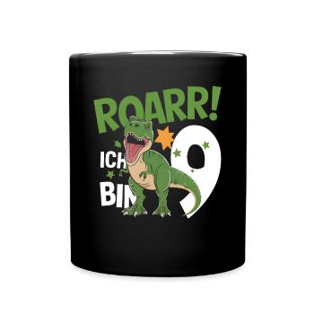 9th Birthday 9 Years Dino Dinosaur Fan - Full Colour Mug - black - Front