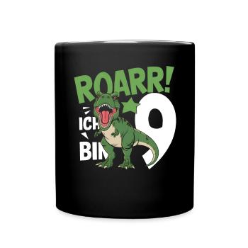 9. Geburtstag 9 Jahre Dino Dinosaurier Fan - Tasse einfarbig - Schwarz - Vorne
