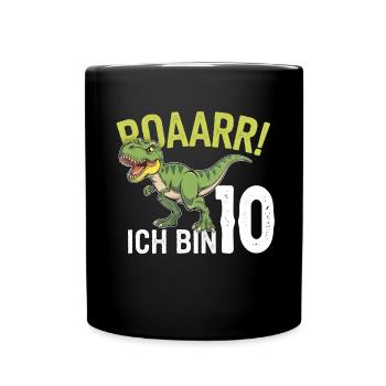10th Birthday 10 Years Dino Dinosaur Fan - Full Colour Mug - black - Front