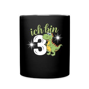 3ème anniversaire 3 ans Dino Dinosaur Fan - Mug uni - noir - Devant