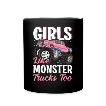Girls Monster Trucks Truck Lover Girls - Full Colour Mug - black - Front