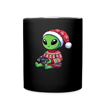 Weihnachten Gamer Alien Videospiele Gaming - Tasse einfarbig - Schwarz - Vorne