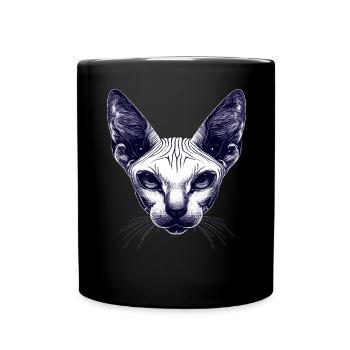 Sphynx Katze Sphynxkatze Canadian Cat Süße Sphinx - Tasse einfarbig - Schwarz - Vorne