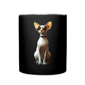 Sphynx Katze Sphynxkatze Canadian Cat Süße Sphinx - Tasse einfarbig - Schwarz - Vorne