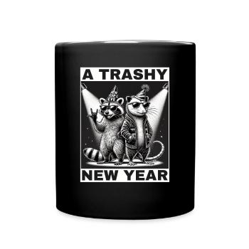 Raccoon Opossum New Year's Eve 2025 Raccoon - Full Colour Mug - black - Front