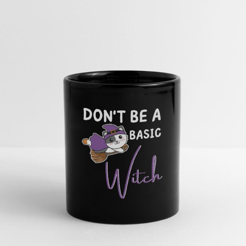 Cat Halloween Witch Witches don't be a basic witch Full Colour Mug