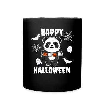 Panda Happy Halloween Pumpkin Bat Costume - Full Colour Mug - black - Front