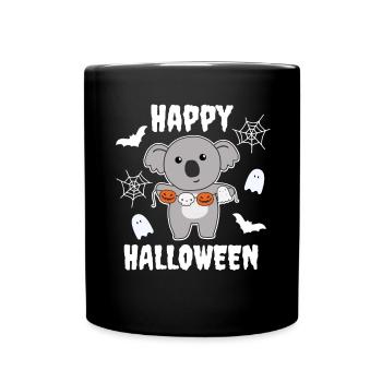 Koala Happy Halloween Citrouille Chauve-souris Costume - Mug uni - noir - Devant