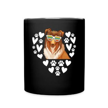 Rough Collie Heart Rough Collie Lover - Full Colour Mug - black - Front