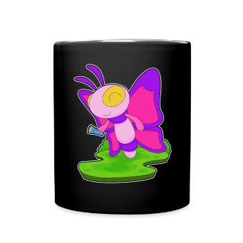 Schmetterling Taschenlampe - Tasse einfarbig - Schwarz - Vorne