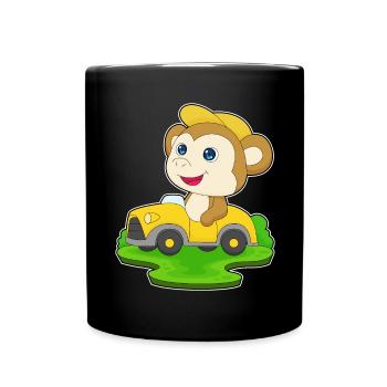 Affe Auto - Tasse einfarbig - Schwarz - Vorne