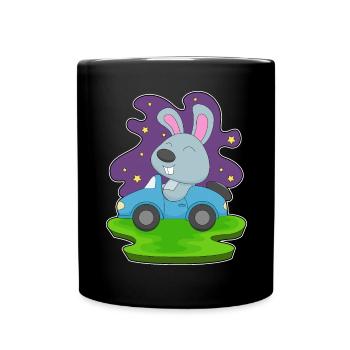 Hase Auto - Tasse einfarbig - Schwarz - Vorne