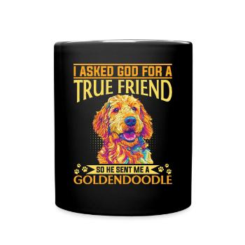Race de chien Goldendoodle J’ai demandé à Dieu un vrai - Mug uni - noir - Devant