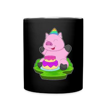 Gâteau d’anniversaire cochon - Mug uni - noir - Devant