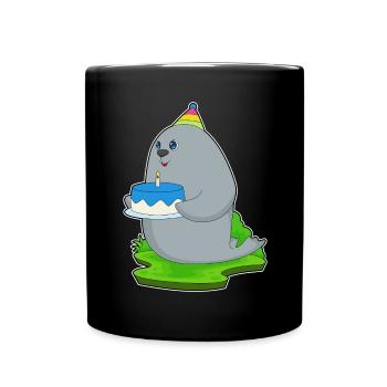Gâteau d’anniversaire de phoque - Mug uni - noir - Devant