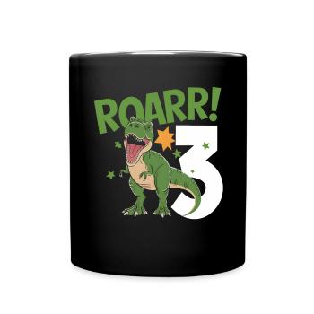 3. Geburtstag 3 Jahre Dino Dinosaurier Fan - Tasse einfarbig - Schwarz - Vorne