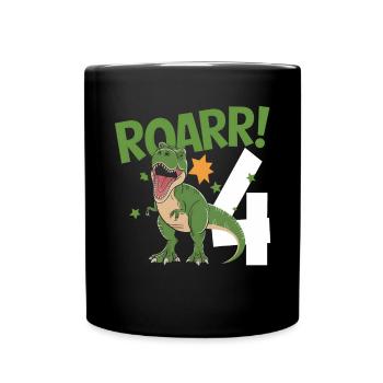 4ème anniversaire 4 ans Dino Dinosaur Fan - Mug uni - noir - Devant
