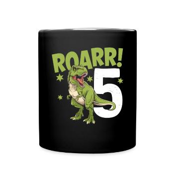 5. Geburtstag 5 Jahre Dino Dinosaurier Fan - Tasse einfarbig - Schwarz - Vorne