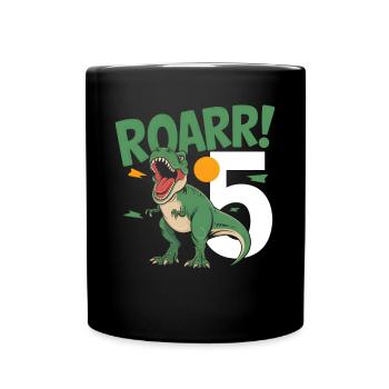 5. Geburtstag 5 Jahre Dino Dinosaurier Fan - Tasse einfarbig - Schwarz - Vorne