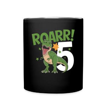 5. Geburtstag 5 Jahre Dino Dinosaurier Fan - Tasse einfarbig - Schwarz - Vorne