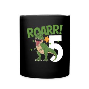 5. Geburtstag 5 Jahre Dino Dinosaurier Fan - Tasse einfarbig - Schwarz - Vorne