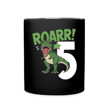 5th Birthday 5 Years Dino Dinosaur Fan - Full Colour Mug - black - Front