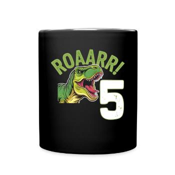 5. Geburtstag 5 Jahre Dino Dinosaurier Fan - Tasse einfarbig - Schwarz - Vorne