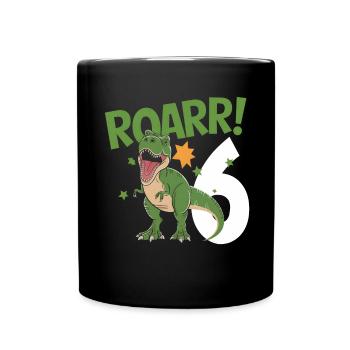6ème anniversaire 6 ans Dino Dinosaur Fan - Mug uni - noir - Devant