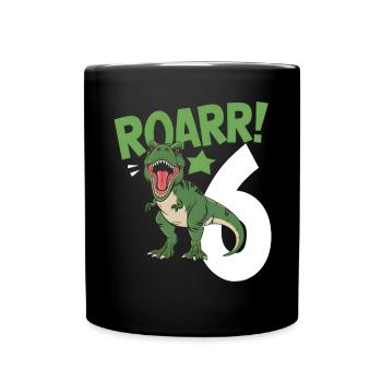 6ème anniversaire 6 ans Dino Dinosaur Fan - Mug uni - noir - Devant