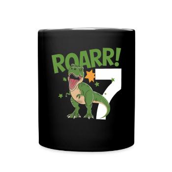 7th Birthday 7 Years Dino Dinosaur Fan - Full Colour Mug - black - Front
