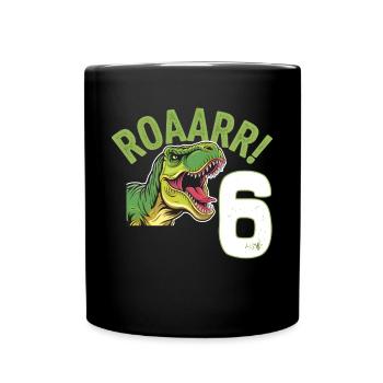 6th Birthday 6 Years Dino Dinosaur Fan - Full Colour Mug - black - Front