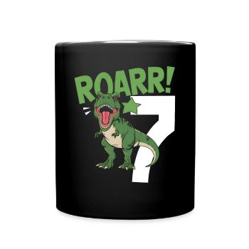 7th Birthday 7 Years Dino Dinosaur Fan - Full Colour Mug - black - Front