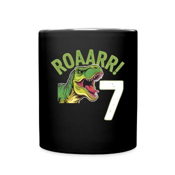 7th Birthday 7 Years Dino Dinosaur Fan - Full Colour Mug - black - Front