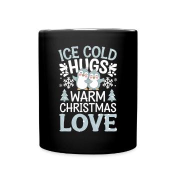 Eiskalte Umarmungen, Warme Weihnachtsliebe, - Tasse einfarbig - Schwarz - Vorne