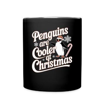 Pinguine Sind Cooler Zu Weihnachten - Tasse einfarbig - Schwarz - Vorne