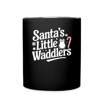 Le petit pingouin de Noël Watschel du Père Noël - Mug uni - noir - Devant