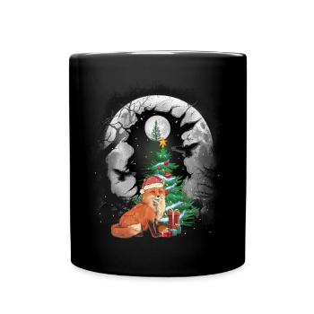 Wald Fuchs Weihnachten Tannenbaum Füchse Kind - Tasse einfarbig - Schwarz - Vorne