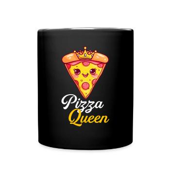pizza queen, funny pizza lover - Tasse einfarbig - Schwarz - Vorne