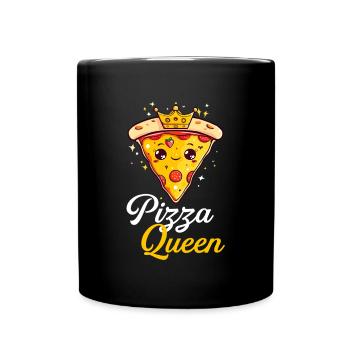pizza queen, funny pizza lover - Tasse einfarbig - Schwarz - Vorne