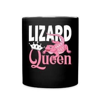 dragon barbu lézard amoureux lézard reine lézard - Mug uni - noir - Devant